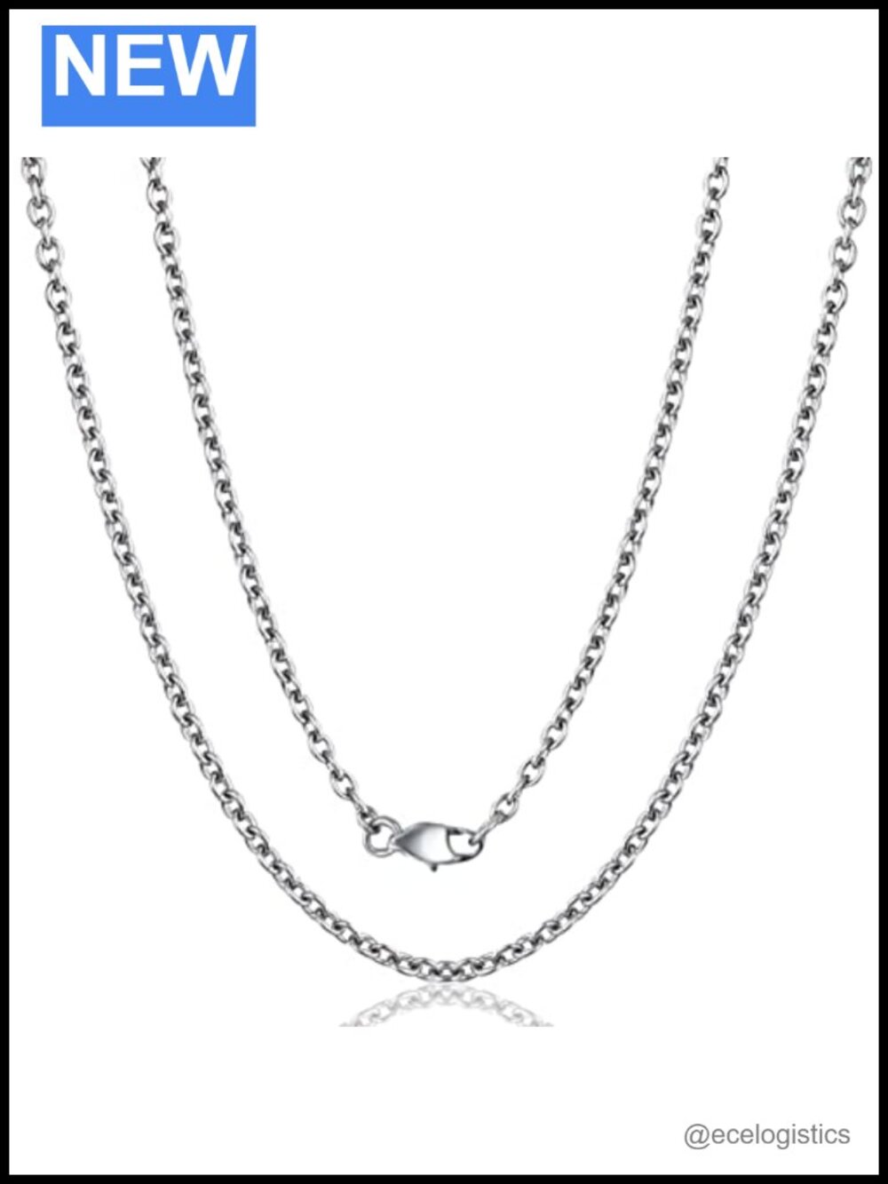 Titanium O Link Chain Necklace 3mm Lobster Clasp Unisex Gift 19.68in